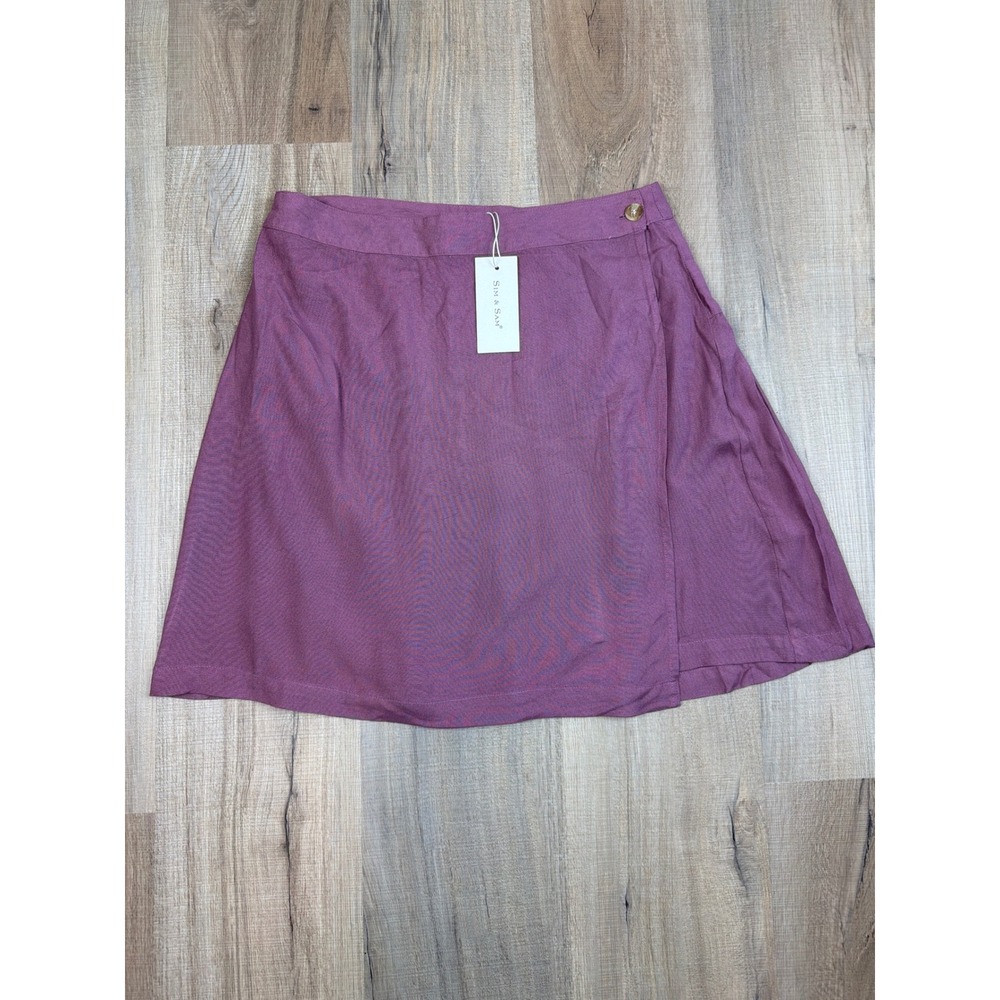 NWT Sim & Sam Wissfull Mauve Pleated Front Mini Wrap Skirt Urban Sample Size M